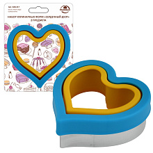 Форма для печенья, набор 2 шт, Сердечный дуэт, 10х10 см, 9х9 см, высота 4 см