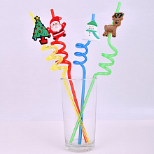 Трубочки для коктейля Новогодняя компания, 4 шт, длина 26 см